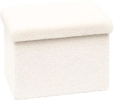Imagen del producto de Ibenzoa®: Puf plegable de felpa tipo "teddy", con espacio de almacenamiento, estructura de MDF E1 resistente, relleno de espuma de 20 mm, capacidad de 54 litros, dimensiones de 42 x 32 x 32 cm, soporta hasta 120 kg