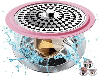 Produktbild von Famanu Abflussfilter für Dusche - aus Silikon und rostfreiem Stahl - Haarfänger für Badewanne und Küche