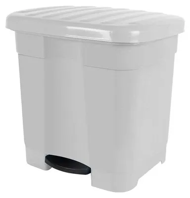 Productafbeelding van DRW Witte, milieuvriendelijke pedaalemmer met 2 compartimenten voor 46-liter zakken, 45 x 41 x 47 cm