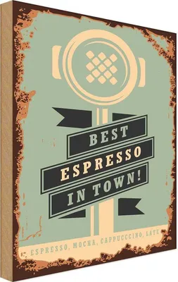 Produktbild von vianmo Holzschild 40x30 cm Kaffee best espresso in town! Essen Trinken