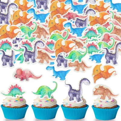 Essbare Dinosaurier-Tortendekorationen, 50 Stück, grün, 4 cm