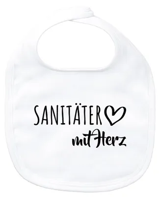 Produktbild von Huuraa Baby Lätzchen Sanitäter mit Herz White Klettverschluss  Baumwolle Latz Geschenkidee