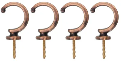 Gardinenhalter 4er-Set, Aluminium, Wandhaken, Kupfer, 28 mm