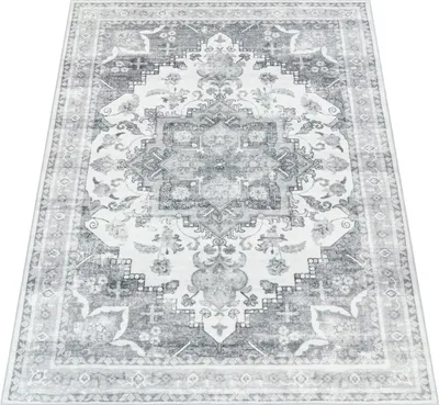 Image de Tapis salon à poils courts antidérapant doux bordure orientale ornement dimensions 80 x 150 cm