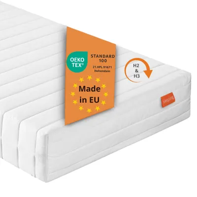 Immagine prodotto di materasso ergonomico a 7 zone in schiuma fredda, 100 x 200 cm, H2 & H3, 21 cm, livello di rigidità duo, materasso reversibile, sleepling PureComfort