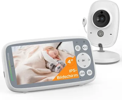 Produktbild von Babyphone mit Kamera VOX Nachtsicht Babyfon Temperaturüberwachung Gegensprechfunktion Video Überwachung mit 4 Zoll Digital IPS Bildschirm Wireless