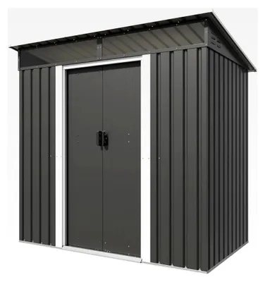 Produktbild von Metall Gerätehaus 3,6 m³ mit Fundament, 183 x 109 x 182 cm, Gartenhaus mit Oberlicht, Pultdach, Gartenschuppen für Terrasse und Rasen, Anthrazit