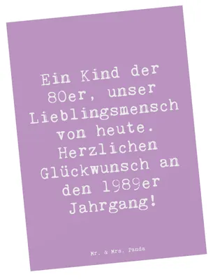 Produktbild von Mr. & Mrs. Panda Postkarte Spruch 1989 Geburtstag - Lavendeltraum - Geschenk, Nostalgie Geburtstagsgeschenk, Jahrgangsgeschenk, einzelkarte, Postkarten, Alter, Fotokarte