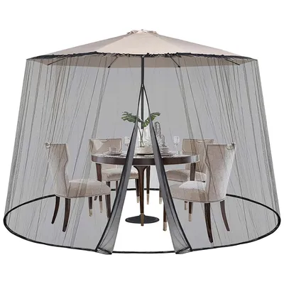 Produktbild von Sekey Moskitonetz für Sonnenschirm – Verstellbares Insektenschutznetz (250-300 cm) Pavillon Fliegengitter Mückennetz mit Tür, 2,5 m Höhe