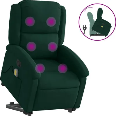 Produktbild von vidaXL Massagesessel mit Aufstehhilfe Dunkelgrün Samt