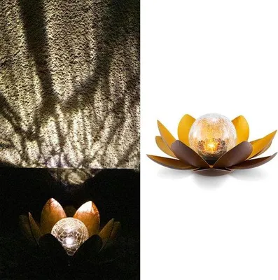 Obrázok produktu pre Solárna LED lampa so senzorom, 27 x 115 cm, zlatá/medená, do záhrady a na balkón