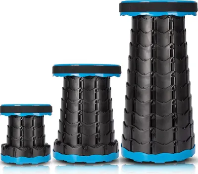 Produktbild von Tragbarer Klappstuhl Höhenverstellbar Hocker Klapphocker Teleskop Schemel für Camping blau