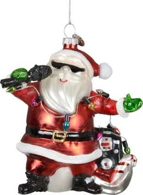 Produktbild von Christbaumschmuck Glas 12cm Singender Weihnachtsmann Figur Rot
