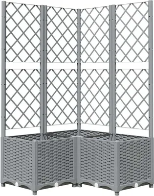 Produktbild von vidaXL Pflanzkübel mit Rankgitter Hellgrau 80x80x136 cm PP