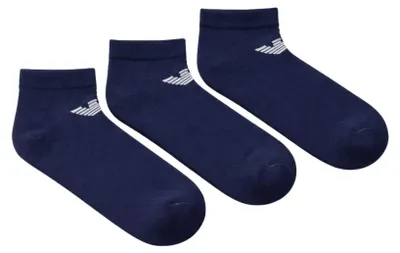 Immagine prodotto di Fantasmini uomo EMPORIO ARMANI 3 paia calze cortissime cotone con logo articolo EM000550 AF23600, L/X -BRA -MEX G/EG-EU 43/46-UK 9/12-USA 10,5/13,5, Cotone 74%,Poliammide 19%,Spandex 7%