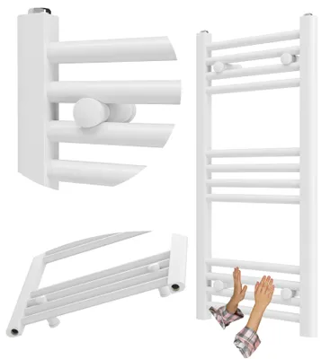 Obrázek produktu pro Granitan – koupelnové radiátory – sušák na ručníky – 30 × 100 cm – bílý – ohřívač ručníků – BRENO