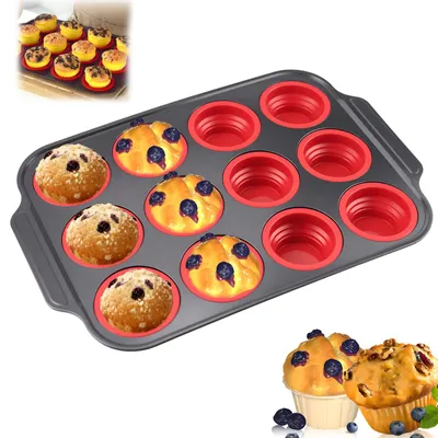 Muffin-Backform Silikon 12 Mulden antihaftbeschichtet rot