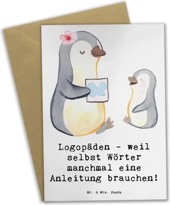 Produktbild von Mr. & Mrs. Panda Beileidskarte Logopädin Helden - Weiß - Geschenk, weihnachtskarten, Beruf, babykarte, einladungskarten, Sprechen, osterkarten, Grußkarten, Sprache