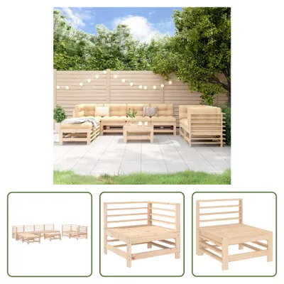 Produktbild von The Living Store 9-tlg. Garten-Lounge-Set Massivholz Kiefer