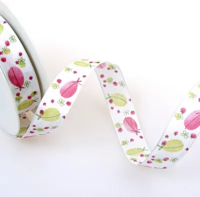 Produktbild von Dekoband "Ostereier" - hellgrün-pink - 25 mm - 20 m - 43187-25-25-30