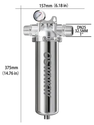 Zdjęcie produktu dla Filtr do wody domowej - wstępny filtr osadowy - sitko ze stali nierdzewnej 316, 40 µm - do wody z sieci i studni - bez zasilania - 25 cm, DN25