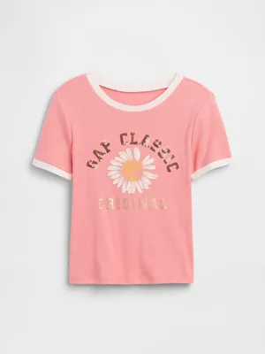 Produktbild von GAP Kinder Kurzarm T-Shirt aus Jersey-Strick mit Logoprint, Größe M, hüftlang