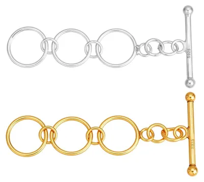Immagine prodotto di TRANKIELO® - 2 chiusure a cordino in argento sterling 925 – Chiusure a T per la creazione di gioielli – Connettori regolabili