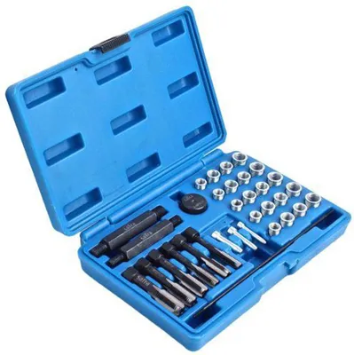 Immagine prodotto di Kit riparazione per filetti candelette, M8, M10, M12, M14, set attrezzi ripristino filetti candele,33 pezzi