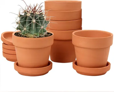 Obrázek produktu pro Mini terakotové květináče - květináče s podšálkem - 6 kusů - 10 x 10 cm