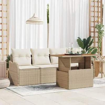 Zdjęcie produktu dla Maison Exclusive - Zestaw mebli ogrodowych, sofa i 4 fotele, kolor beżowy, wykonane z rattanu syntetycznego