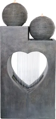 Produktbild von Dehner Gartenbrunnen Amor, Outdoor-Brunnen mit warmweißer LED-Beleuchtung, ca. 46.5 x 99 x 23.5 cm, Polyresin, grau