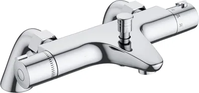 Thermostatische Baddusche-Mischbatterie, Chrom, Messing, 38°C Sicherheit