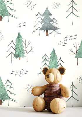 Produktbild von NEWROOM Tapete Forest Green Grün Vliestapete - Kinder Bäume Tannen Germany