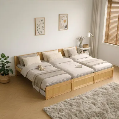 Produktbild von HOME DELUXE Familienbett DILAR – Natur, Kiefer (270 x 200 cm) | Ideal für Familienkomfort