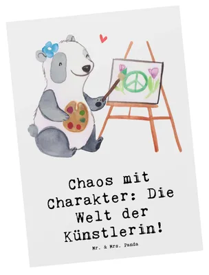 Produktbild von Mr. & Mrs. Panda Postkarte Künstlerin Chaos - Weiß - Geschenk, Berufsprodukte, Kreativität, Fotokarte, bildkarte, Berufe, kreative Geschenke, Kunstschaffende, Beruf