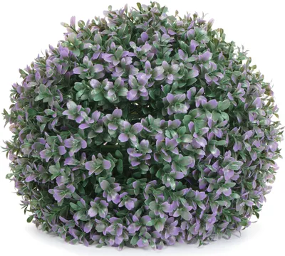 Zdjęcie produktu dla Sztuczny krzew HWC-L77, kula ozdobna w pudełku sztuczna roślina buxus, zewnętrzna Ø 35cm ~ fioletowy