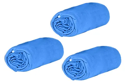 Image de Lot de 3 serviettes de plage à séchage rapide, douces, bleues, faciles à transporter, respirantes et douces pour la peau, idéales pour la salle de sport, le sport et les activités en plein air