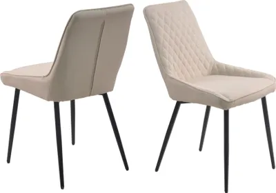 Produktbild von Möbilia Essstuhl im 2er-Set | Bezug Stoff beige | Beine Stahl schwarz | B 52 x T 56 x H 86 cm | 21020055 | Serie STUHL