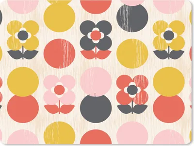 Produktbild von MuchoWow® Mauspad Mousepad Retro - Design - Blumen - Pastell 40x30 cm - Mousepads - Maus Mat - Pad - Mausunterlage - Anti Rutsch