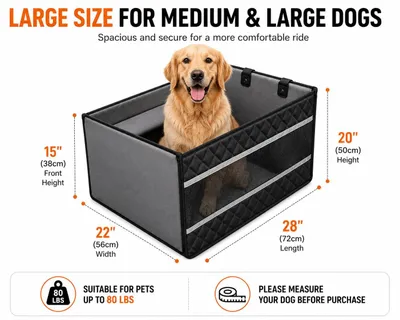Zdjęcie produktu dla Samochodowy fotelik dla psa 72 x 56 cm, do 36 kg, wodoodporne twarde dno, do auta