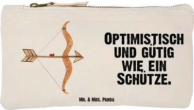 Produktbild von Mr. & Mrs. Panda Schlampermäppchen Sternzeichen Schütze Größe S Klein - Weiß - Geschenk, Schützenfest, Make-Up Tasche, Federmappe, Stiftemäppchen, Dezember, Pouch