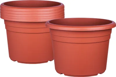 Produktbild von BigDean 6X Blumentopf Ø 20 cm Farbe Terrakotta Kunststoff Pflanztopf Containertopf Übertopf Pflanzkübel rund 20 x 14,5 cm