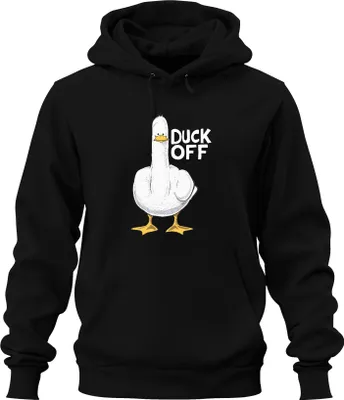 Produktbild von Duck Off freche Ente Mittelfinger sarkastisch Geschenk Lustig Uni Hoodie Kapuzenpullover, Schwarz, L