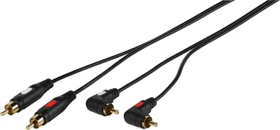 Produktbild von ViVanco™Gewinkeltes Cinch-Kabel, 1,5 m - Schwarz, 2 x RCA, Männlich, 2 x RCA, Männlich, 1,5 m, Schwarz
