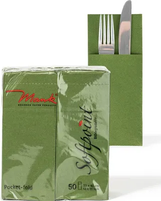 Produktbild von Softpoint "Pub" Besteckservietten Oliv, 40 x 33 cm, 50 Stück - Mank