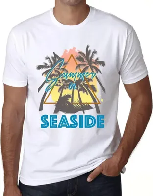 Produktbild von Herren Grafik T-Shirt Palme Sonnenschein Sommer am Meer – Palm, Sunshine, Summer In Seaside – Öko-Verantwortlich Vintage Jahrgang Kurzarm Lustige