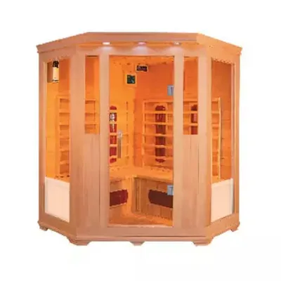 Obrázok produktu pre Infračervená kabína PureHaven 150x150x60x120x60 cm z dreva hemlock Bluetooth zvukový systém Časovač svetelnej terapie v 4 farbách digitálne ovládanie