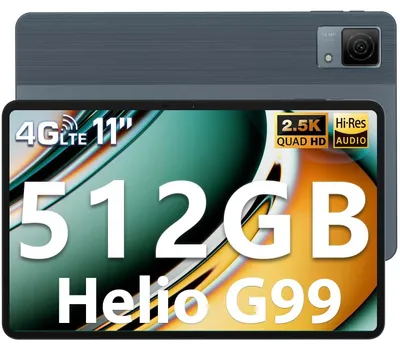 Image de Tablette T40, écran 11 pouces, Android 14, processeur Helio G99, tablette PC, 20 Go de RAM, 512 Go de stockage, emplacement pour carte TF (jusqu'à 2 To), idéale pour les jeux, batterie 8580 mAh, couleur grise
