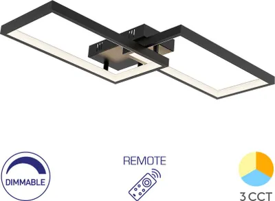 Obrázok produktu pre Stropné LED svietidlo Braytron s možnosťou stmievania, 40 W, teplá biela, neutrálna biela, studená biela, 3CCT, 4400 lm, okrúhle, čierne, hliník, IP20