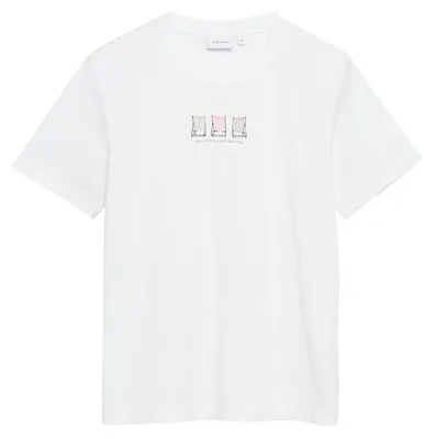 Produktbild von comma T-Shirt Weiß Größe 34 Rundhalsausschnitt kurzärmelig Regular Fit Artwork-Frontprint